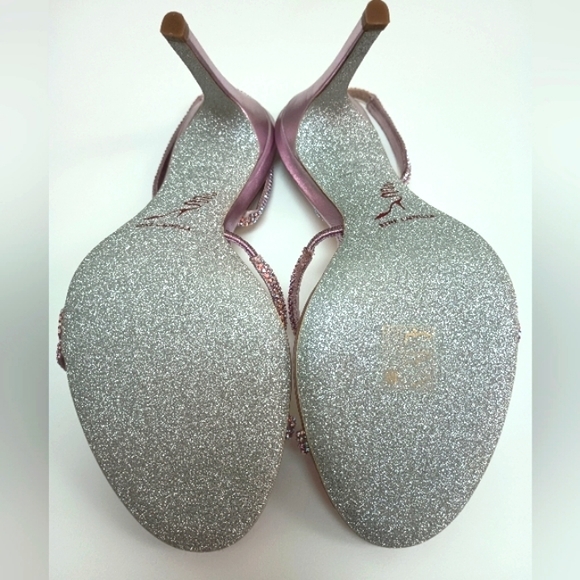 René Caovilla Metallic Strass Halter Stiletto Pink Light Rose Sandals - Picture 6 of 7